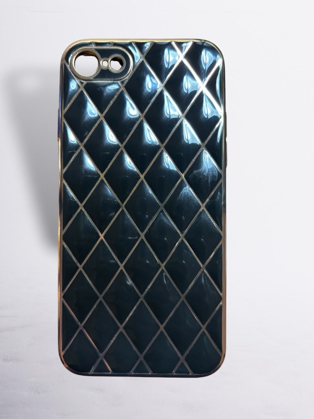 Stylish Quilted Black Phone Case with Gold Trim for 7/8/iphone Se✅✅✅🔥